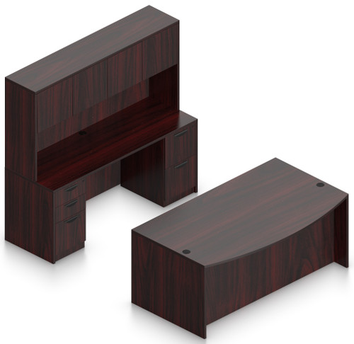 Offices To Go Layout SL-22, Bow Front Desk & Credenza with Hutch Offices To Go Layout SL-22, Bow Front Desk & Credenza with Hutch